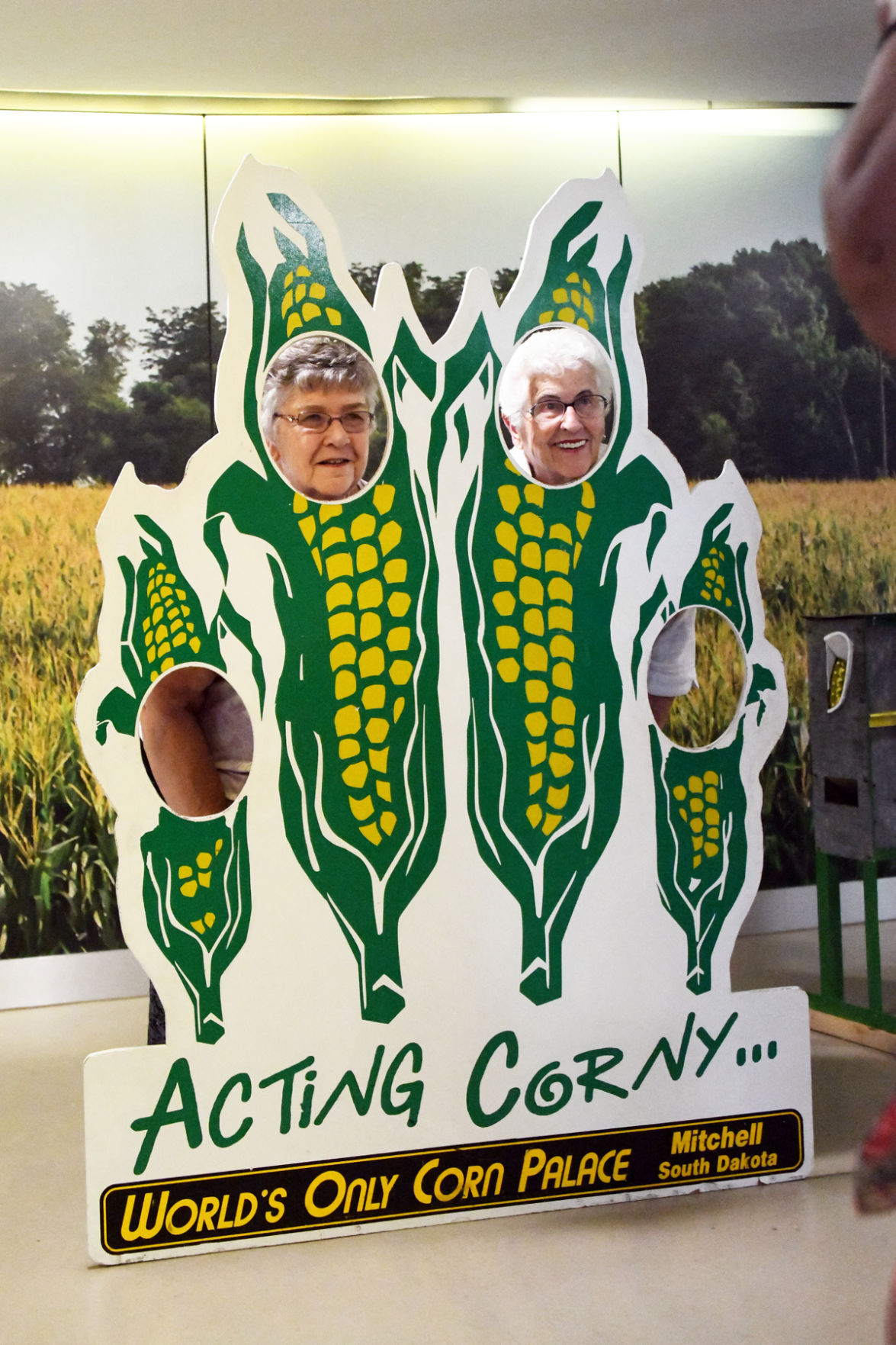116 Berniece Luthy and Judy Sullivan acting corny at the Corn Palace.JPG